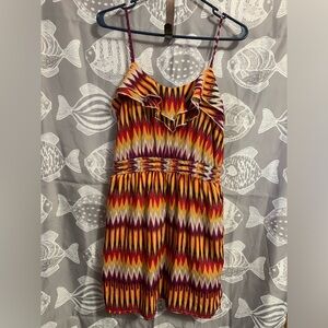 Orange and Red Love Reign Patterned Dress (Size Large)
